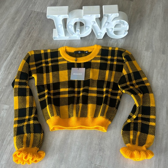 NWT Missguided Crop & Ruffle Sleeve Sweater - Picture 1 of 4